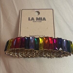 La Mia New York Rainbow Glass Gem Stretch Bracelet
